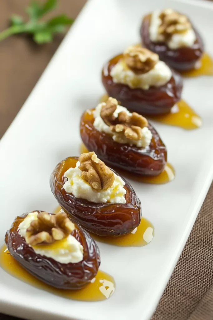 Honey Goat Cheese Dates with Walnuts