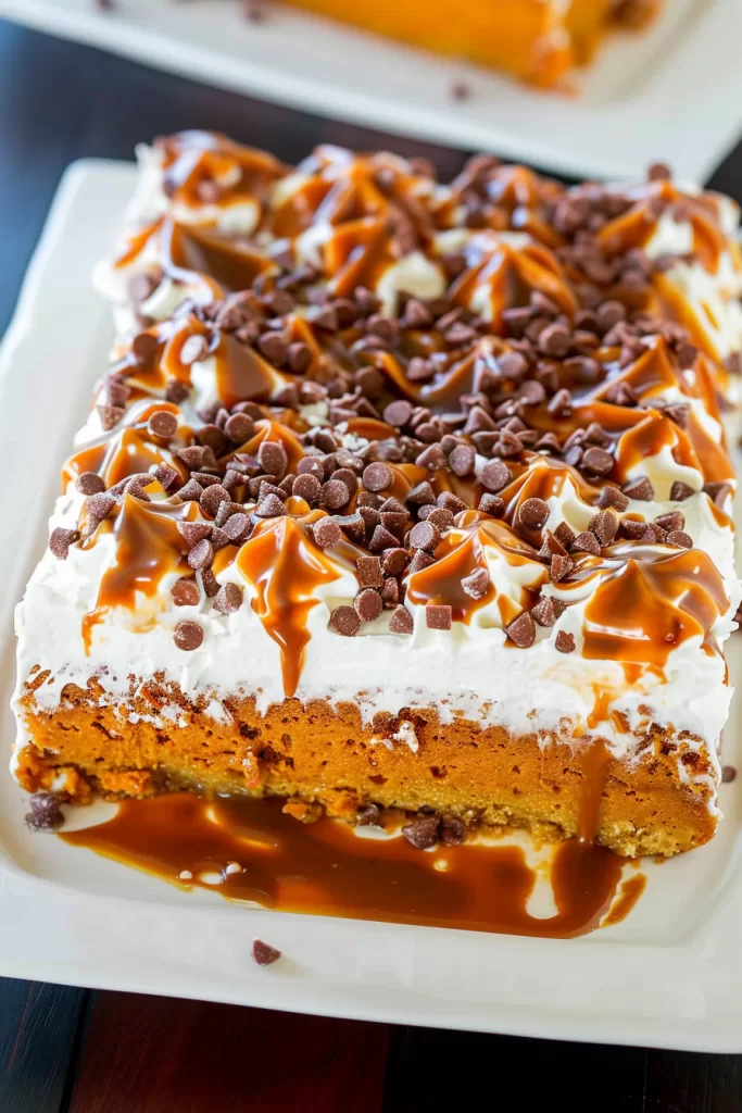 Moist Pumpkin Caramel Poke Cake