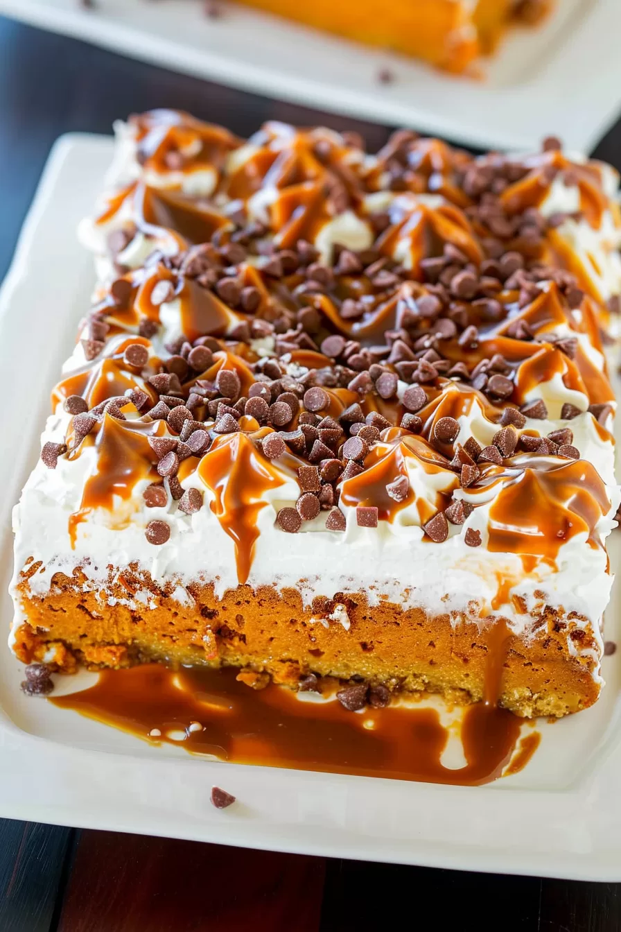 Moist Pumpkin Caramel Poke Cake