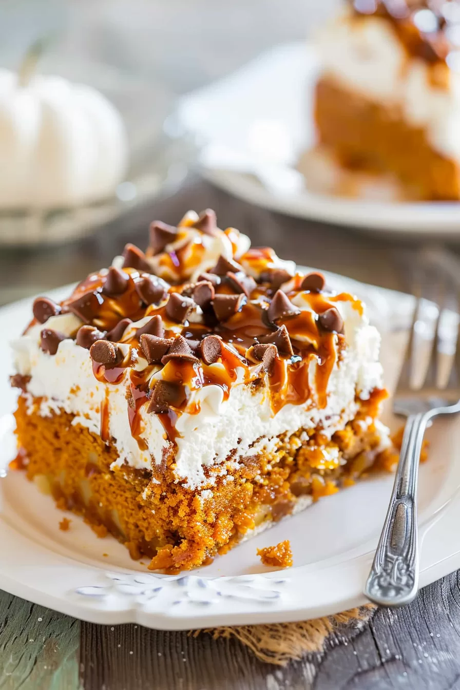 Moist Pumpkin Caramel Poke Cake