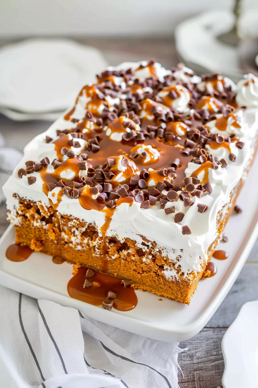 Moist Pumpkin Caramel Poke Cake