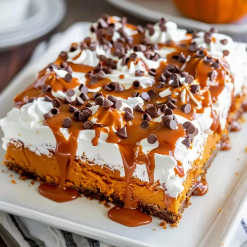 Moist Pumpkin Caramel Poke Cake