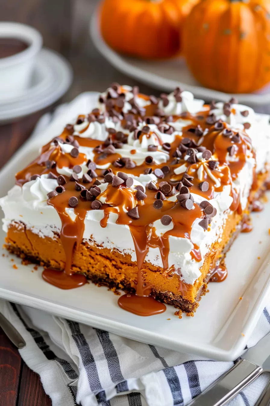 Moist Pumpkin Caramel Poke Cake