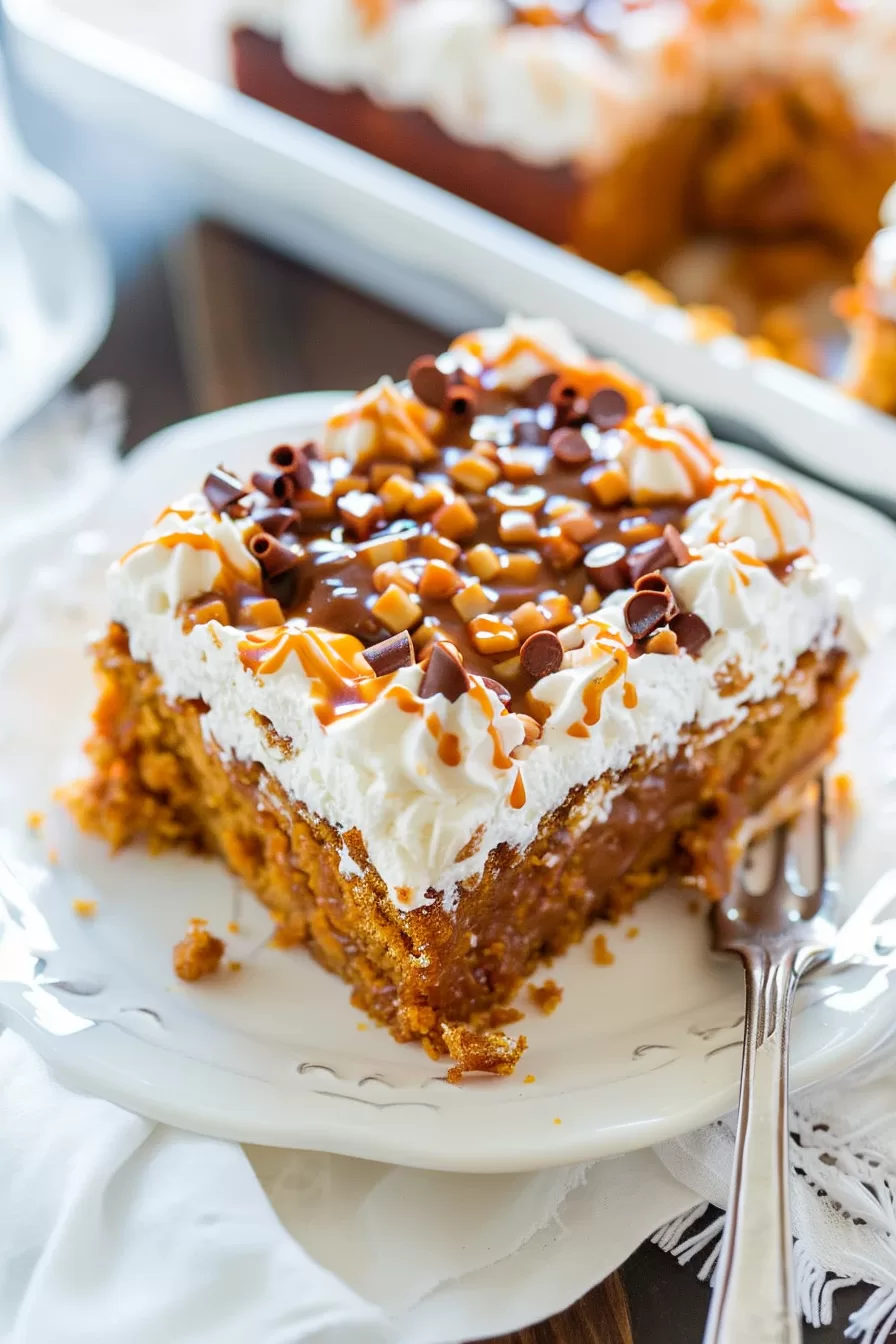 Moist Pumpkin Caramel Poke Cake