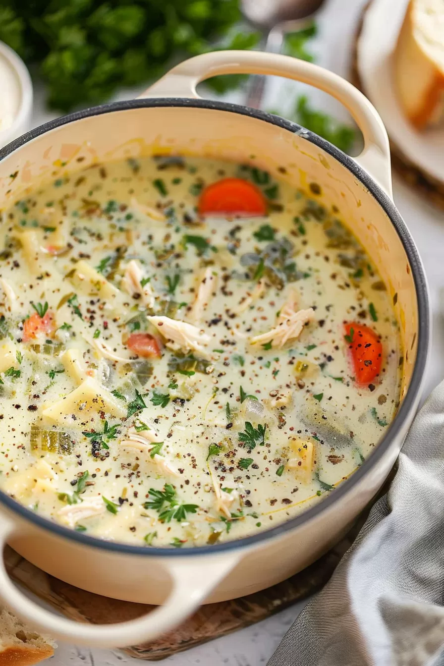 One Pot White Chicken Lasagna Soup