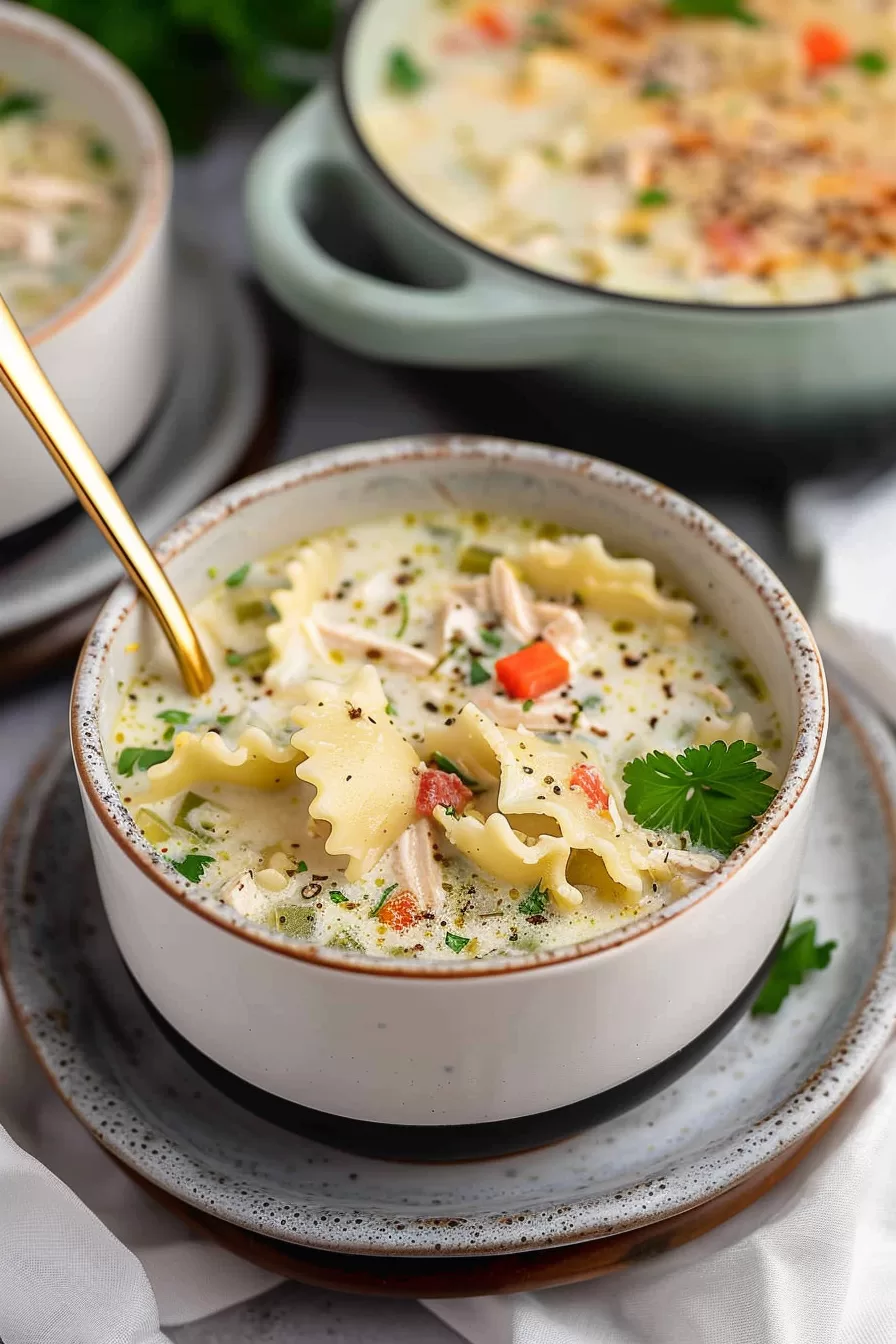 One Pot White Chicken Lasagna Soup