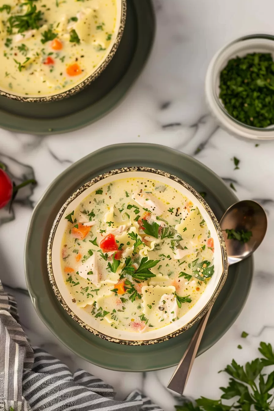 One Pot White Chicken Lasagna Soup