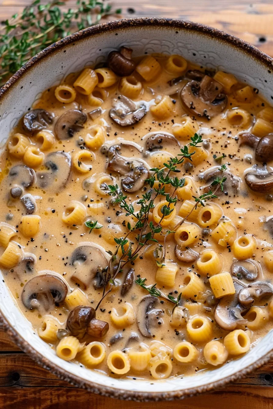 Rich Mushroom Pasta Soup