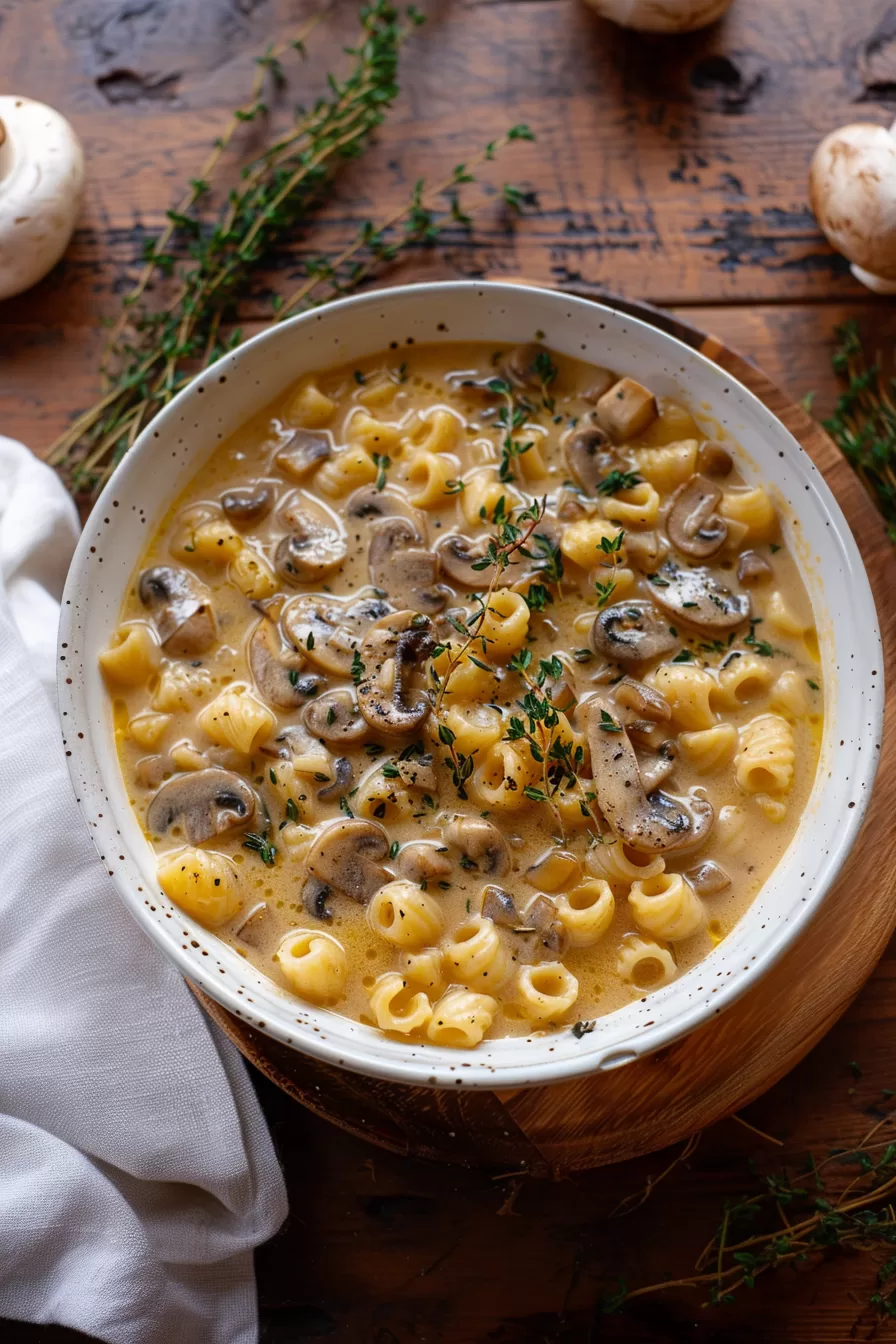 Rich Mushroom Pasta Soup