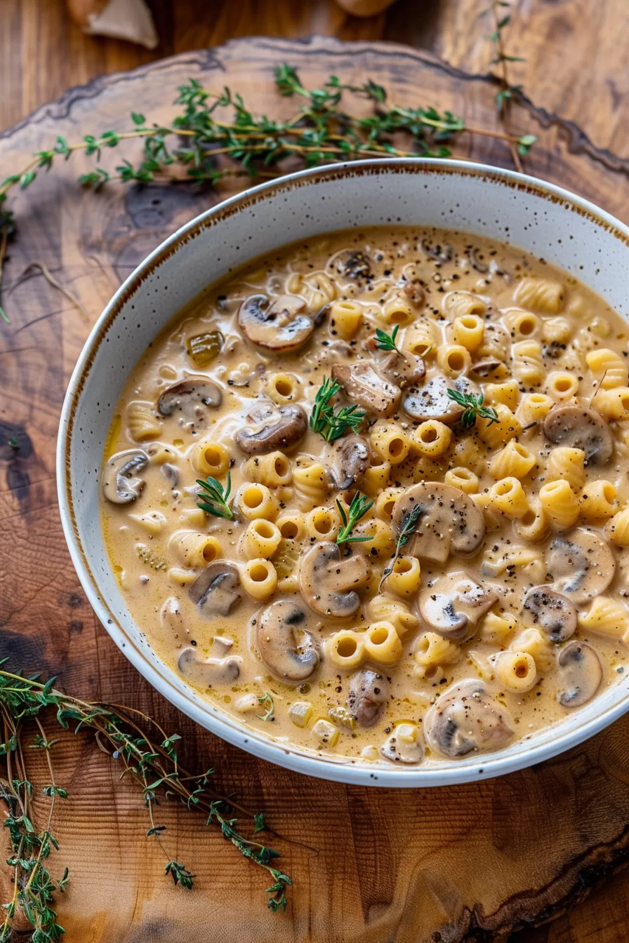 Rich Mushroom Pasta Soup