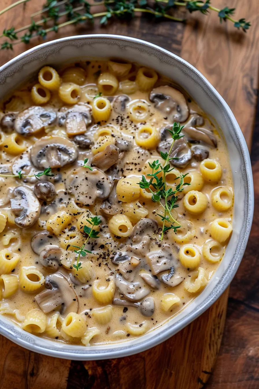 Rich Mushroom Pasta Soup