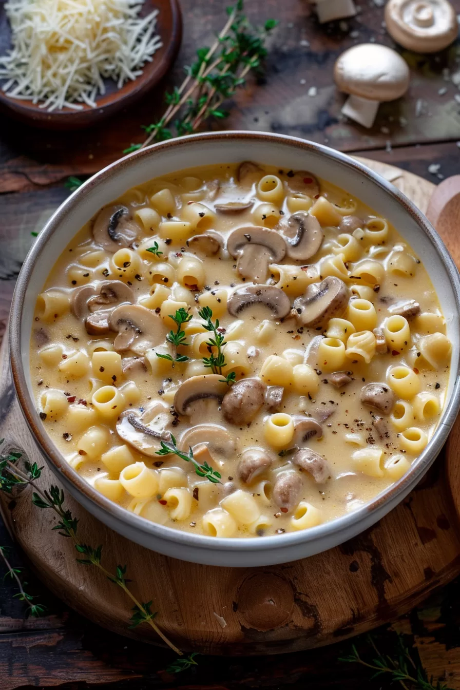 Rich Mushroom Pasta Soup