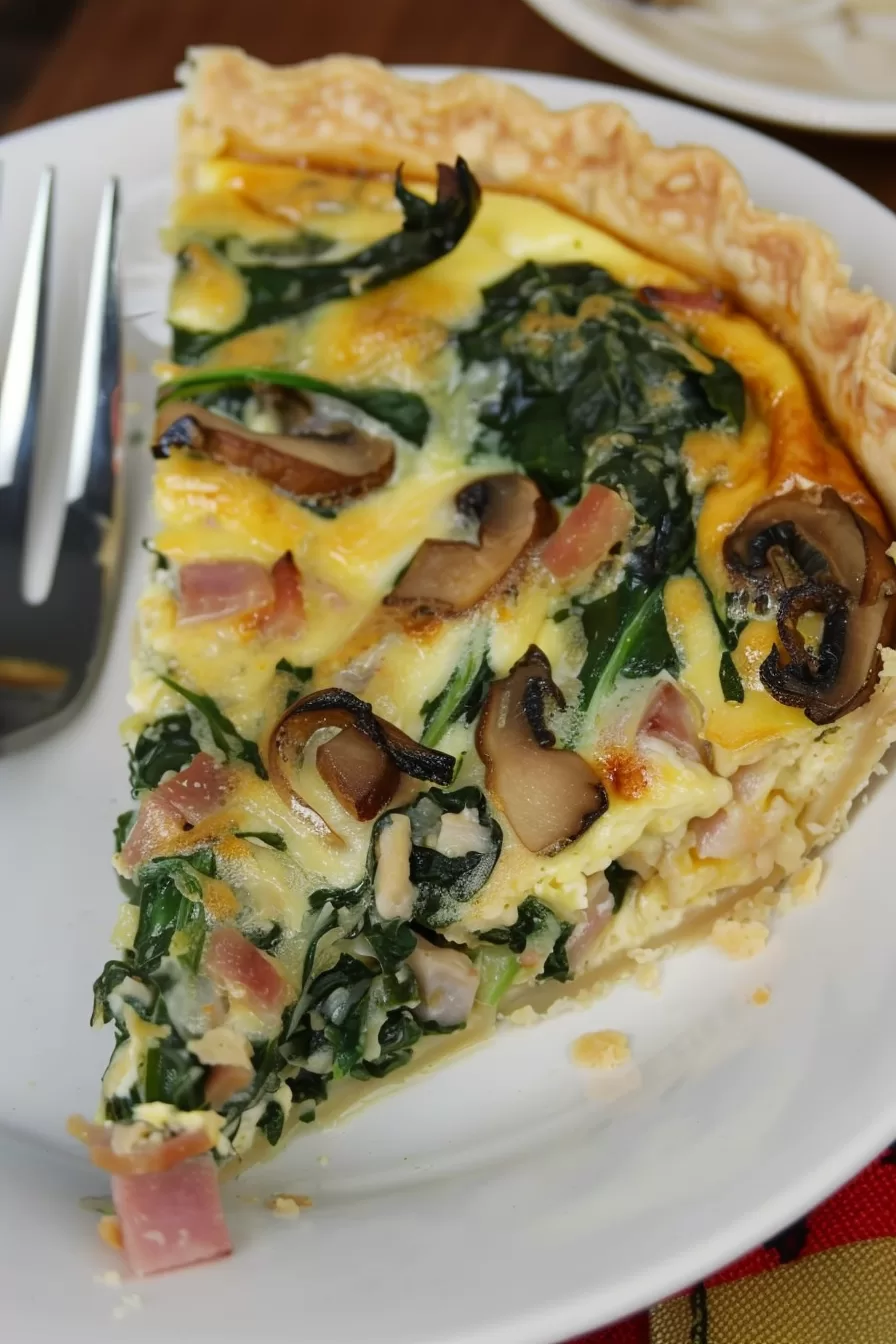 Savory Ham Spinach Mushroom Quiche