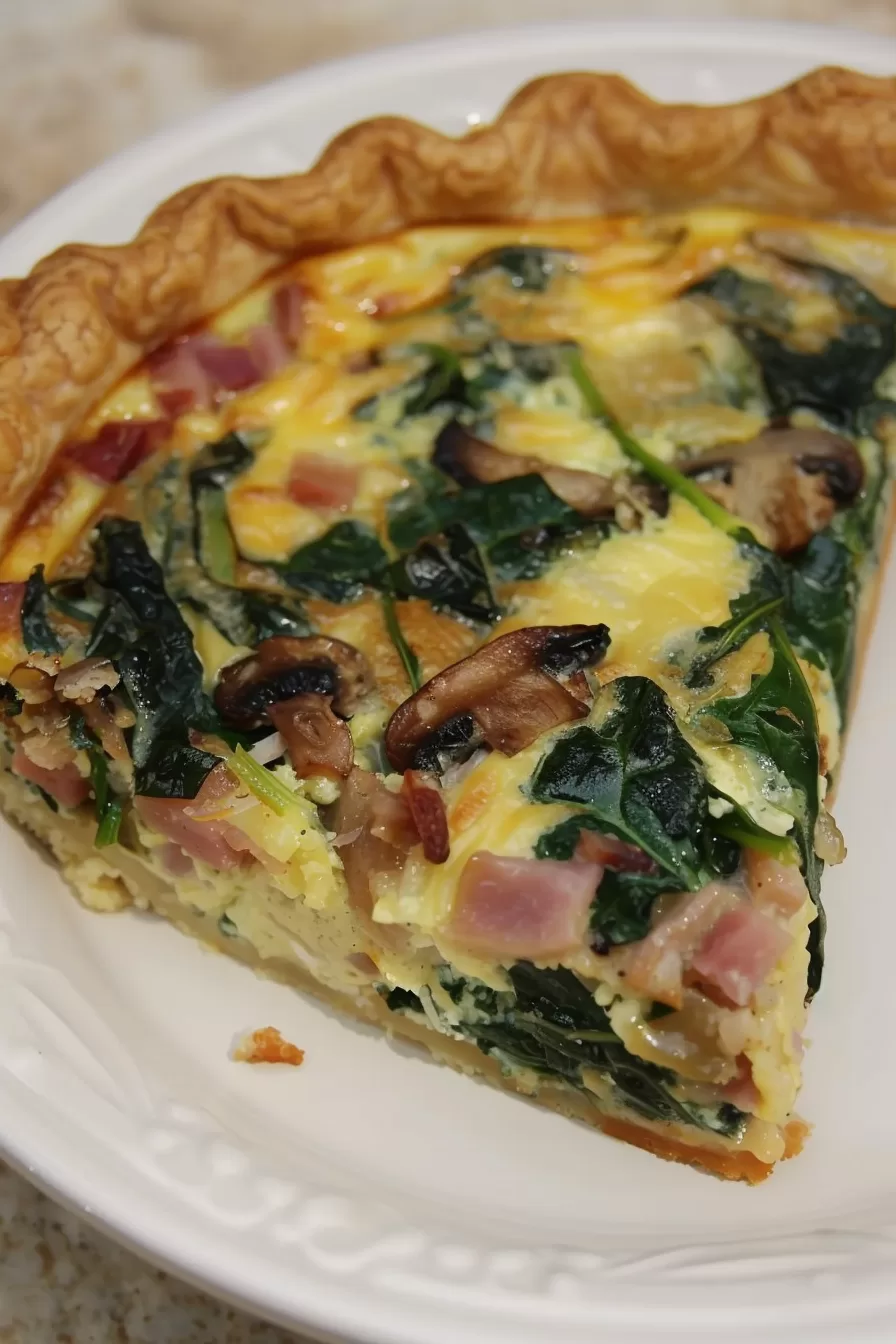 Savory Ham Spinach Mushroom Quiche