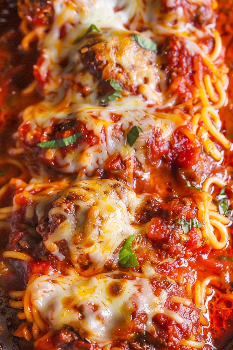 Spaghetti Stuffed Meatballs