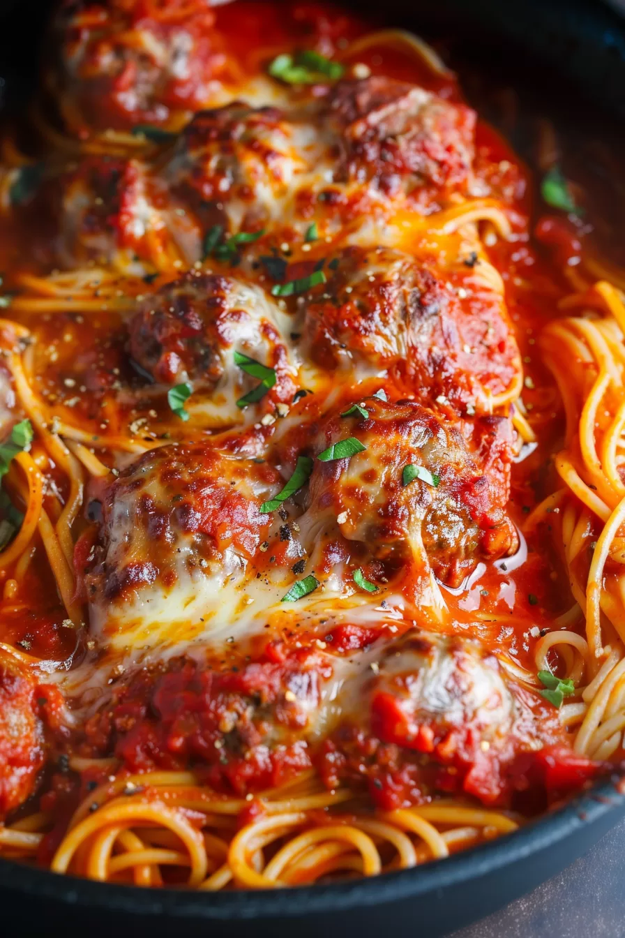 Spaghetti Stuffed Meatballs