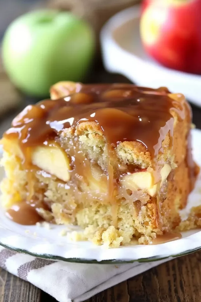 Sweet Caramel Apple Poke Cake