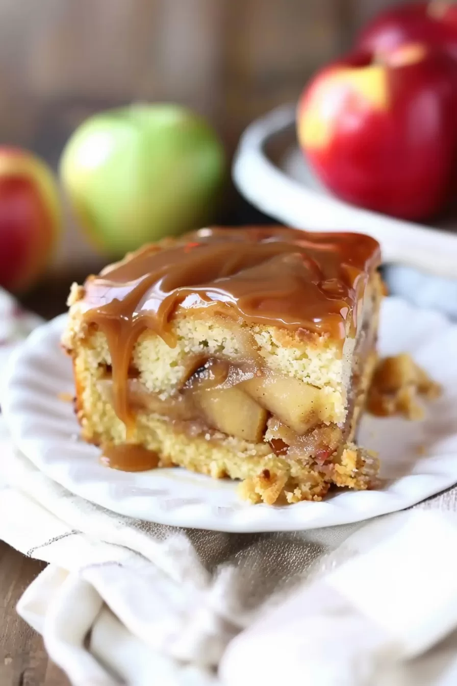 Sweet Caramel Apple Poke Cake