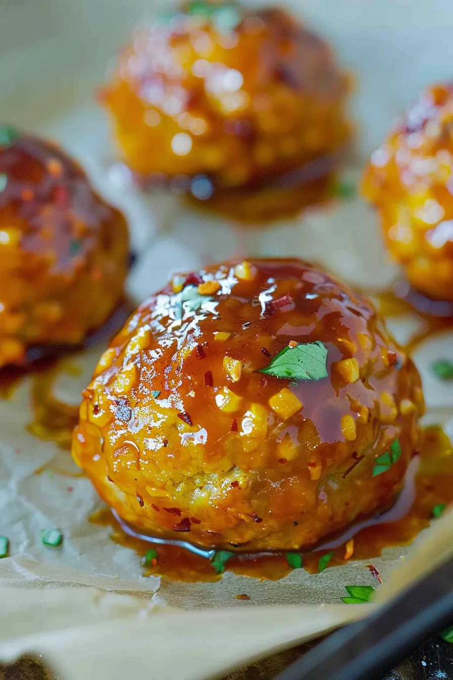 Sweet and Spicy Firecracker Chicken Meatballs