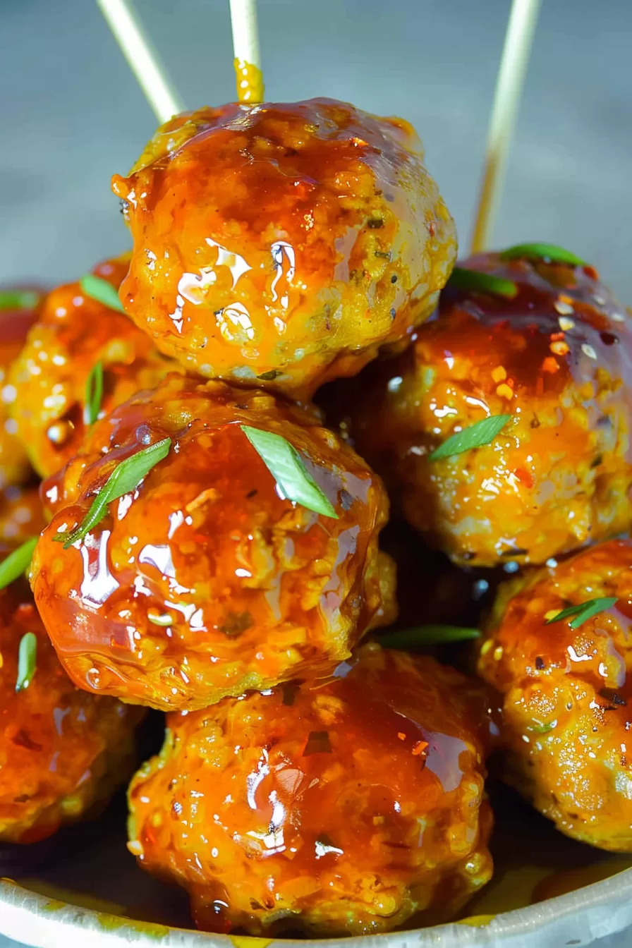 Sweet and Spicy Firecracker Chicken Meatballs