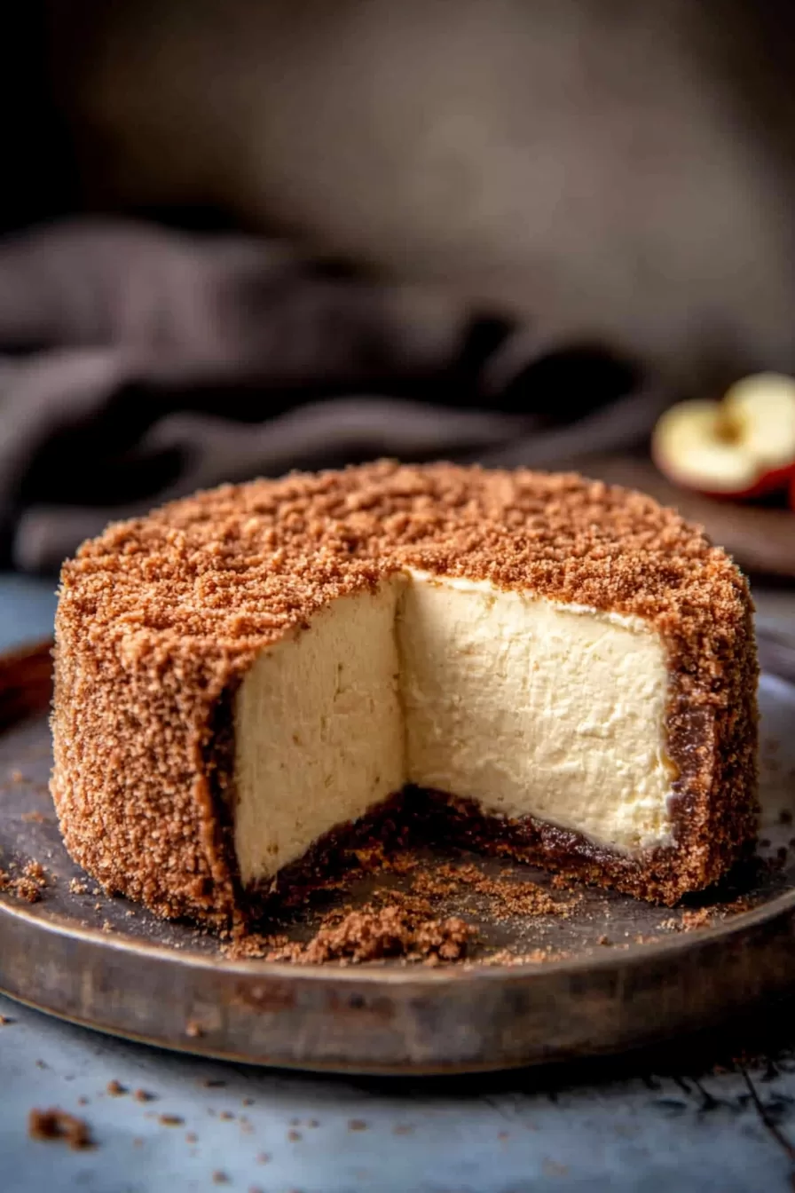 Rustic-style cheesecake with a crumbly crust, perfect for fall gatherings.