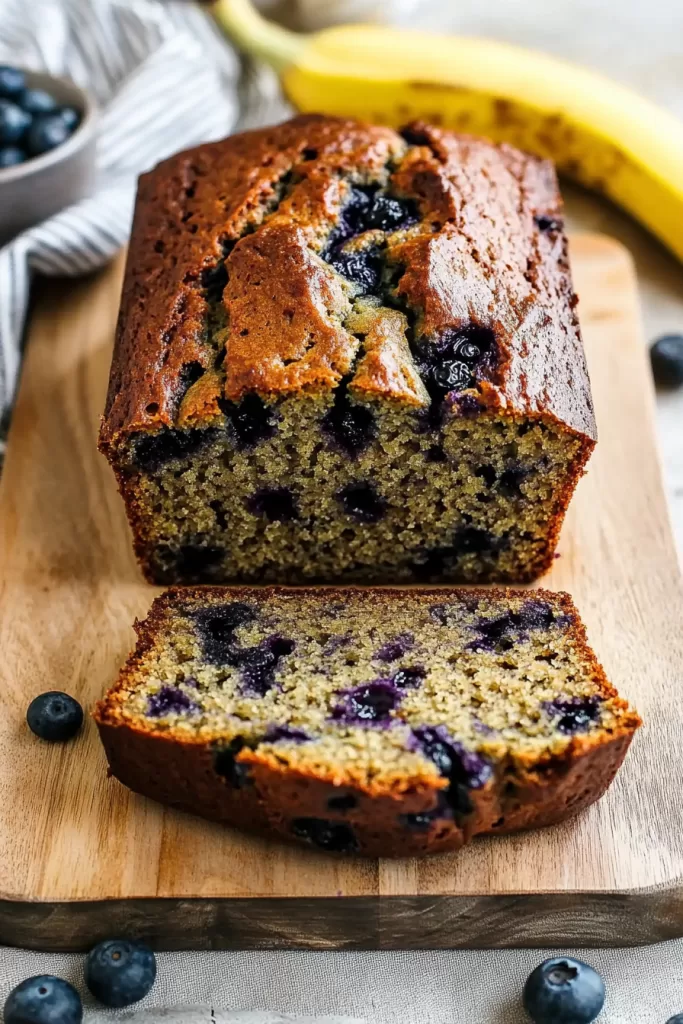 Top view of a bread loaf showcasing a perfectly browned crust and fruity filling.