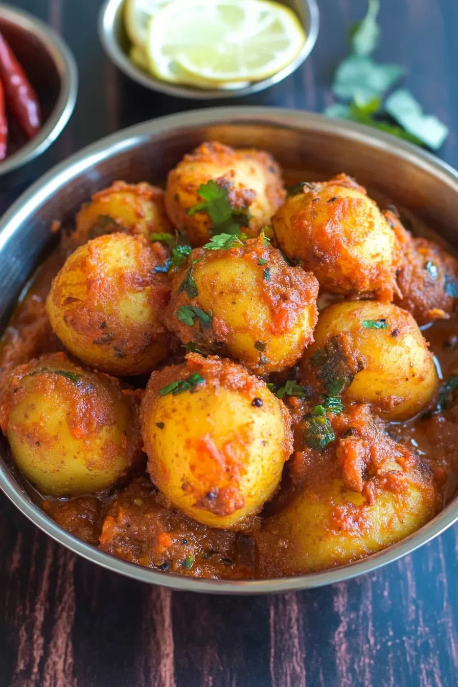 Pan filled with seasoned potatoes, ready to serve.