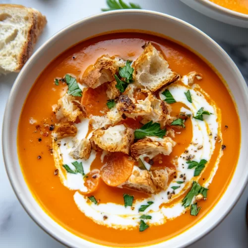 A cozy dinner setup featuring a steaming bowl of soup and a side of fresh bread.