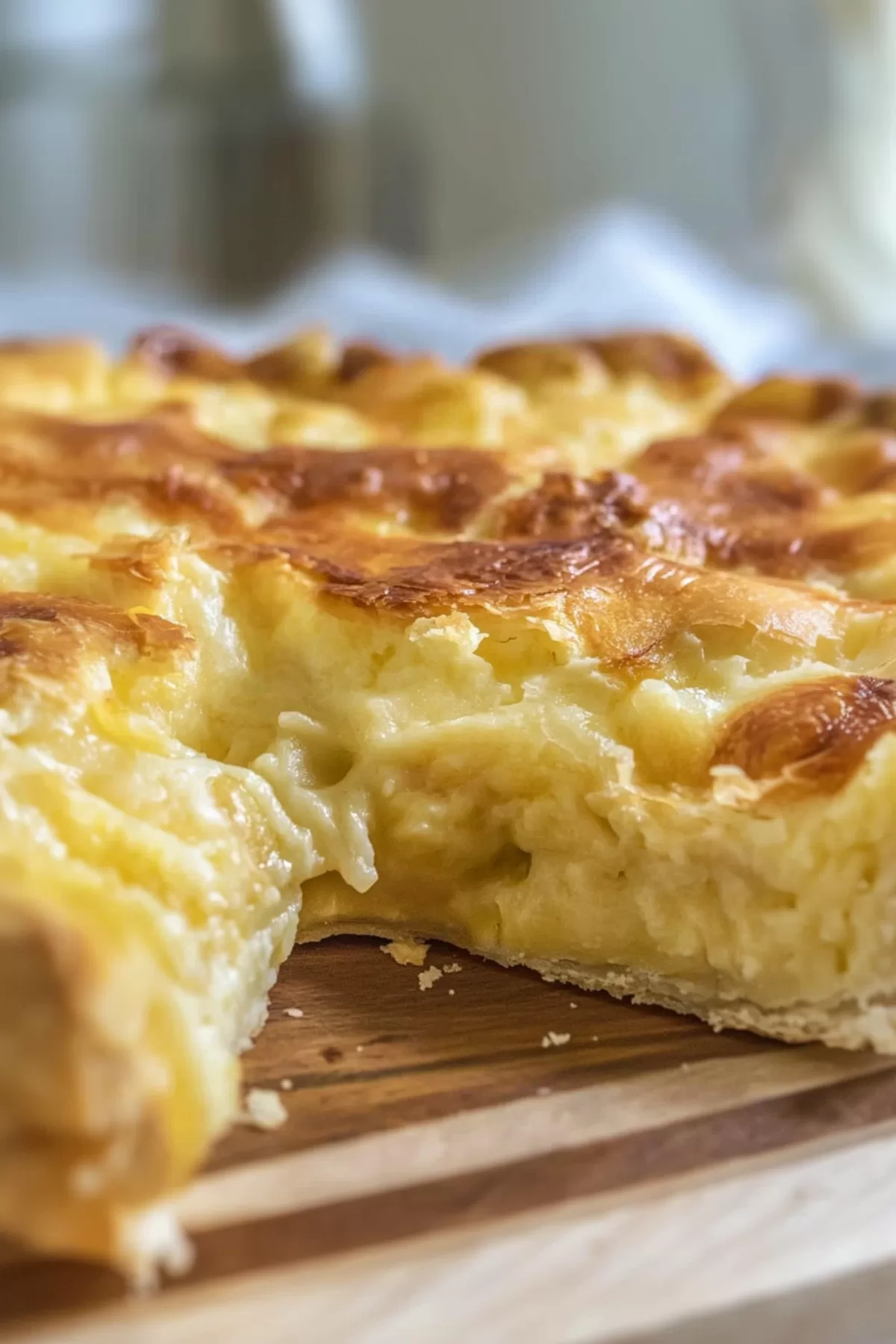 A golden, flaky pie crust filled with a rich and creamy cheese filling.