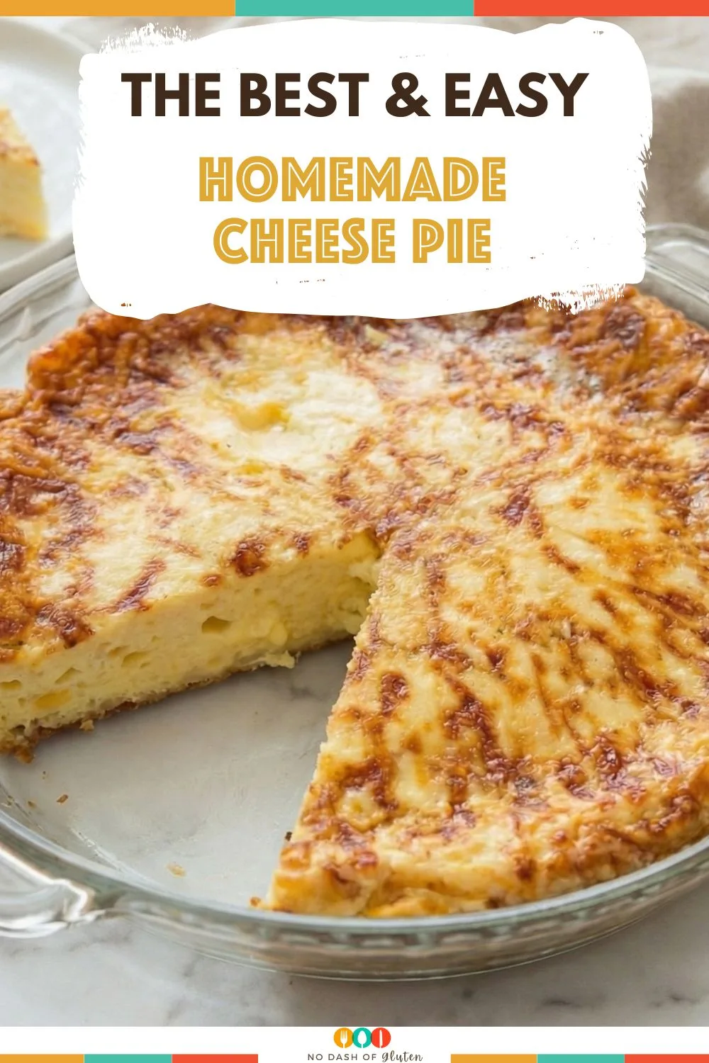 Homemade baked cheese pie with a golden crust and creamy interior