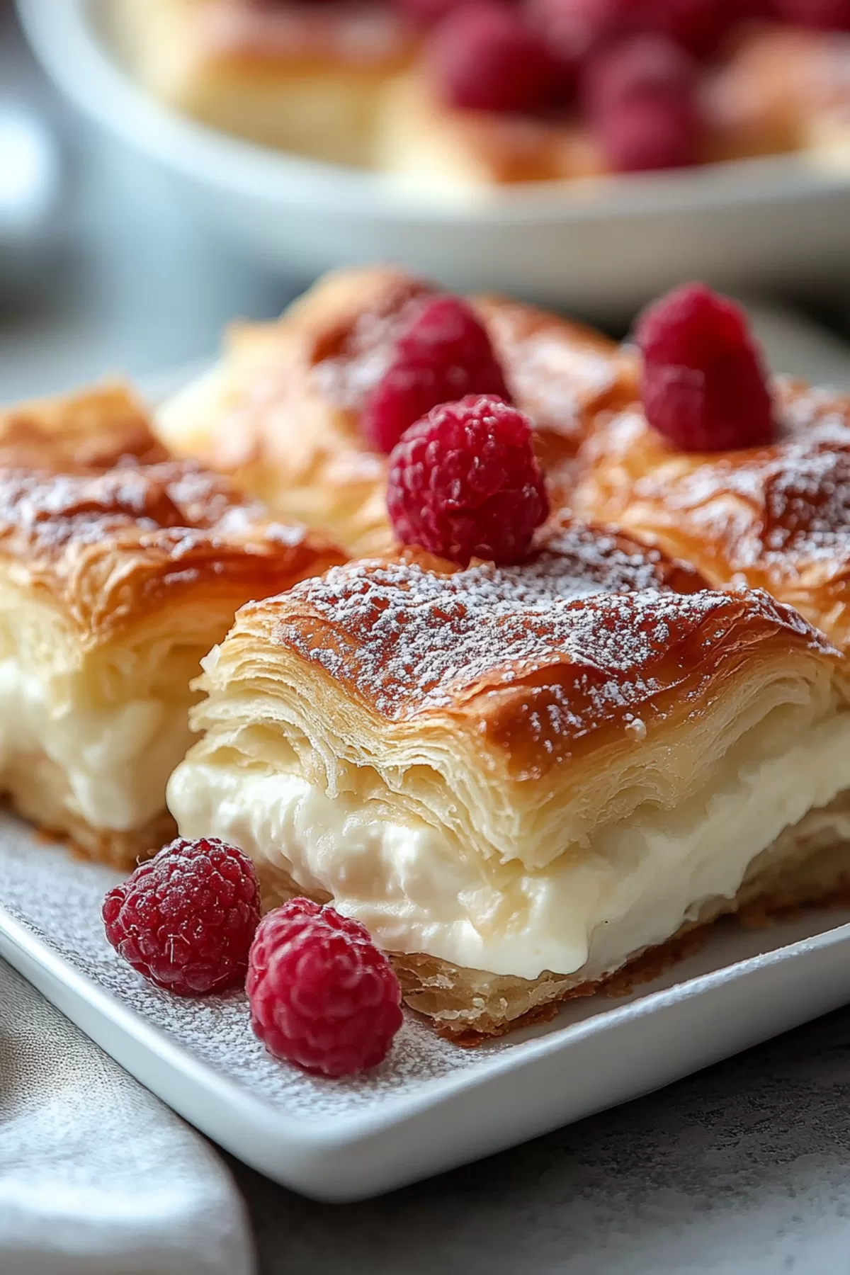 A warm, golden-brown casserole with delicate layers of pastry and a hint of sweetness.