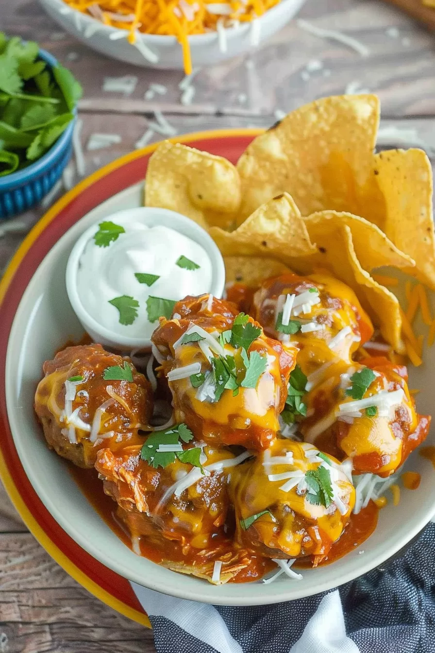 Cheesy Chicken Enchilada Meatballs