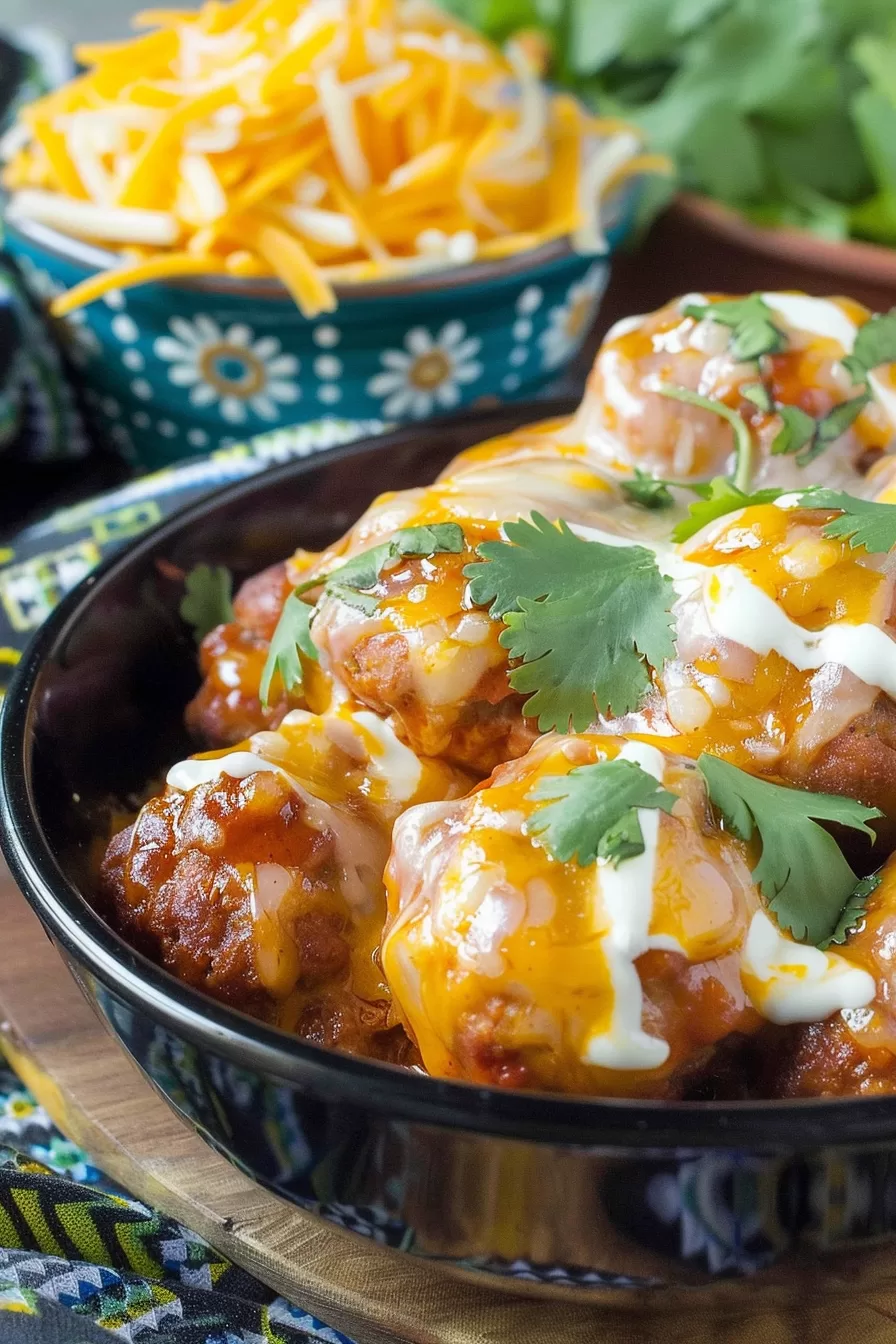 Cheesy Chicken Enchilada Meatballs