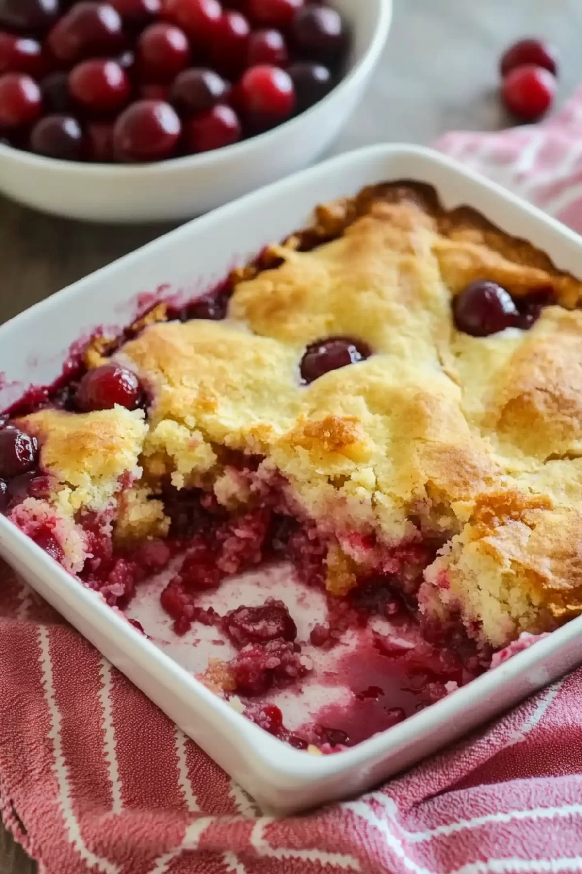 Cherry dump cake served warm with a soft, golden crust and vibrant cherry filling.