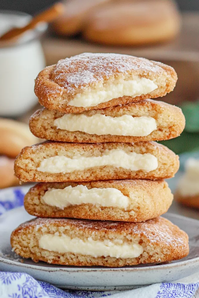 Churro cookies topped with a light dusting of cinnamon sugar, arranged elegantly on a plate.