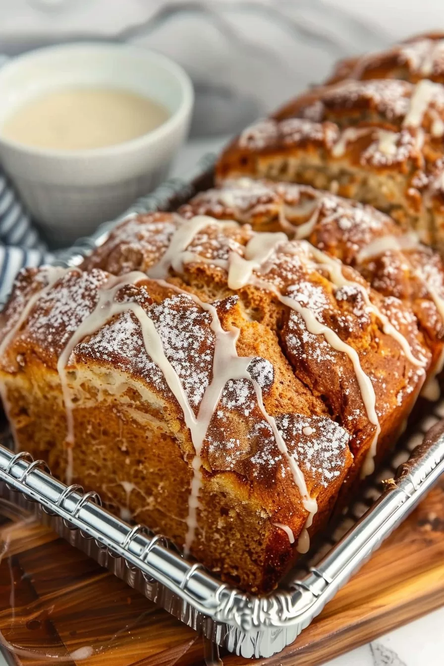 Golden-brown bread with a cinnamon filling, ready to enjoy.