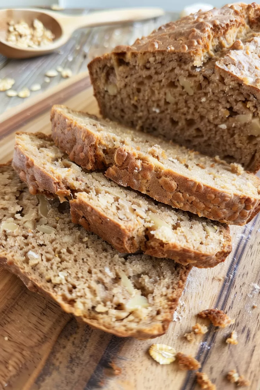 Stack of bread slices showing the hearty, grain-filled texture.