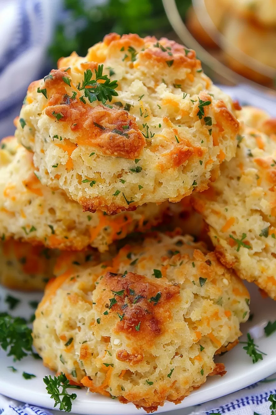 Golden, flaky biscuits with a light sprinkle of herbs, fresh out of the oven.