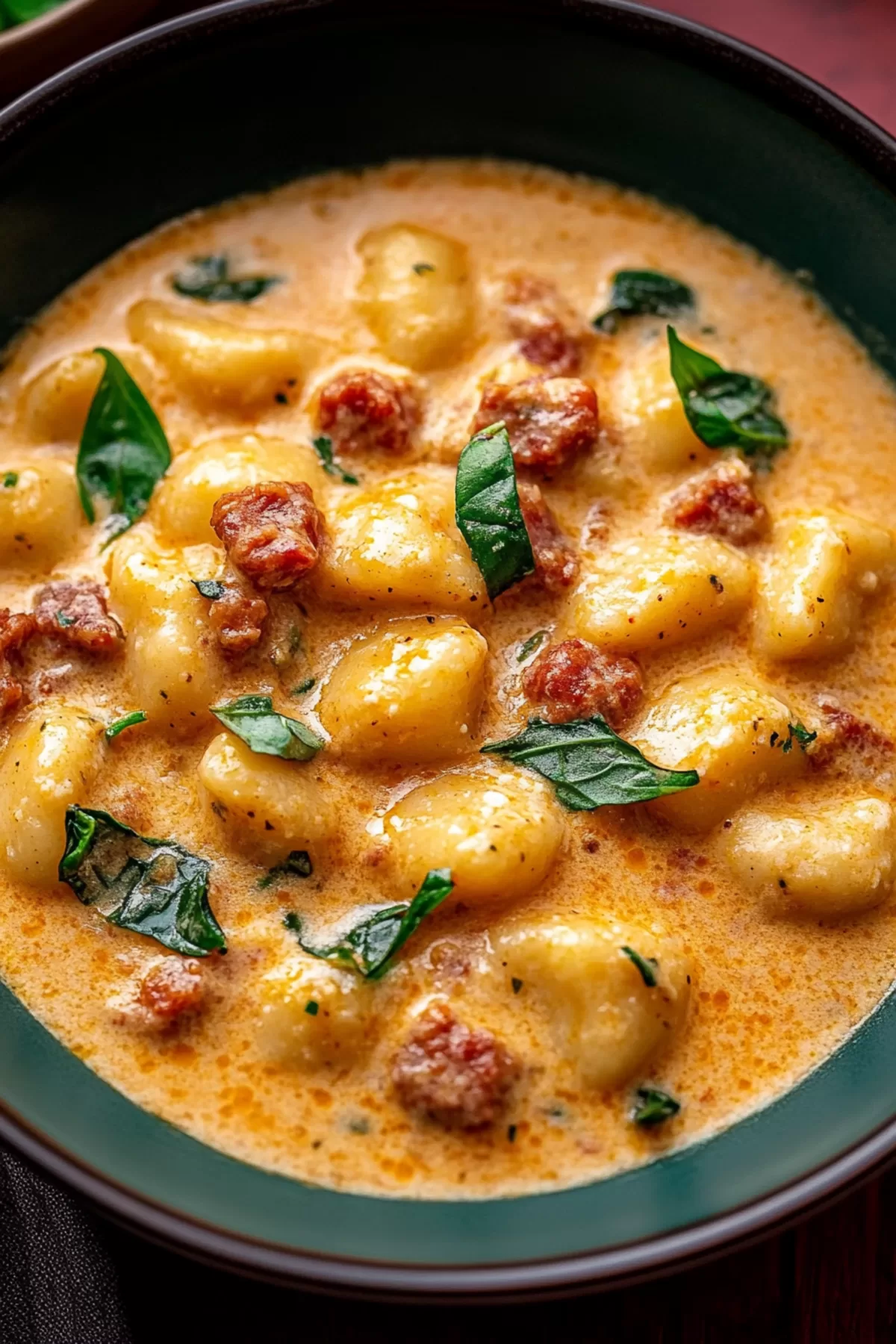 A comforting dish of tender gnocchi nestled in a savory, creamy sauce.