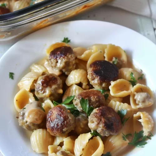 Creamy Swedish Meatball Pasta Bake