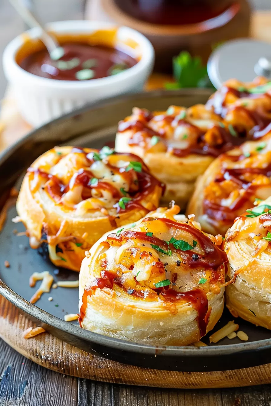 Rolled appetizers with a lightly toasted crust and herbs sprinkled on top.