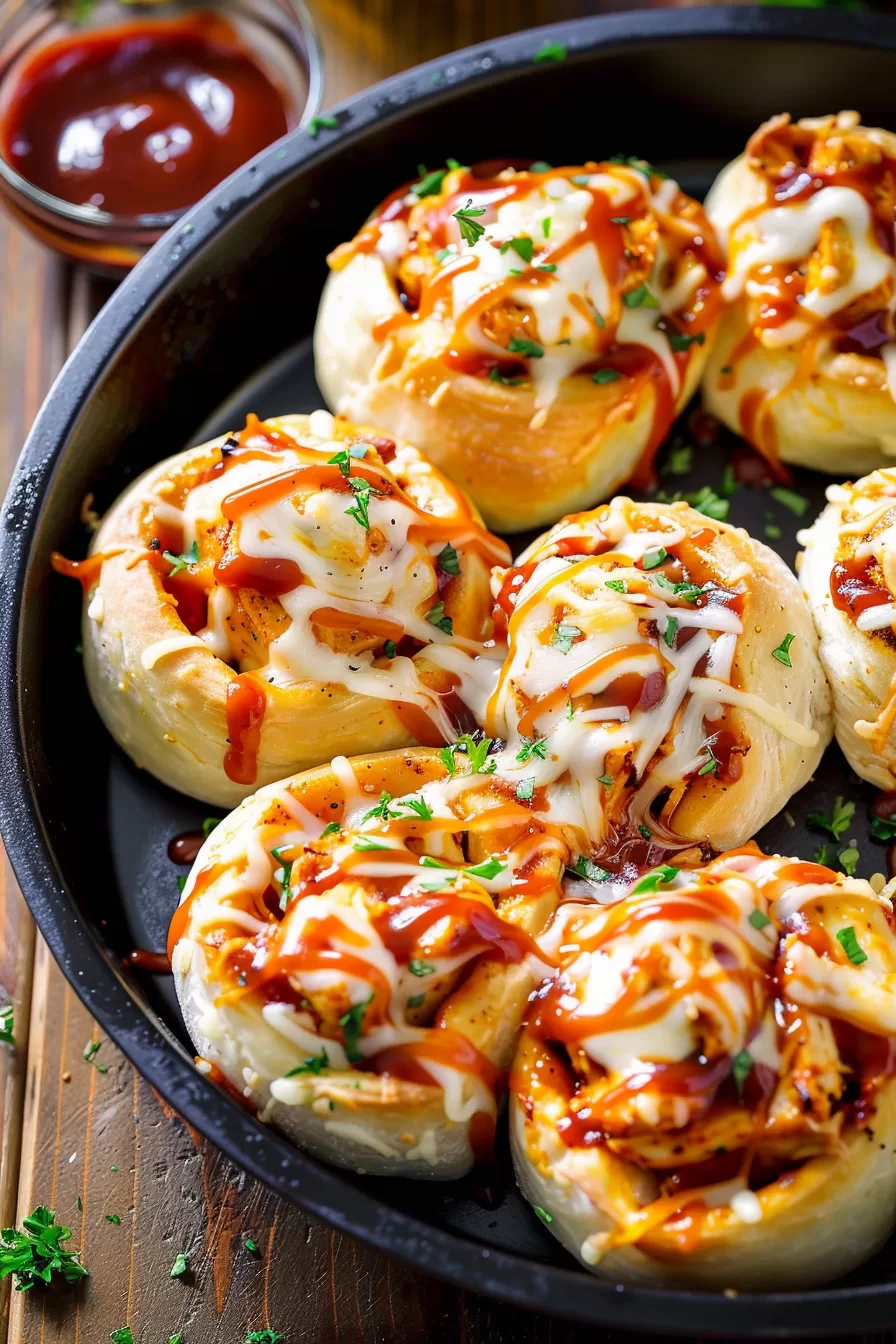 Golden-brown pizza rolls with a savory filling on a serving platter.