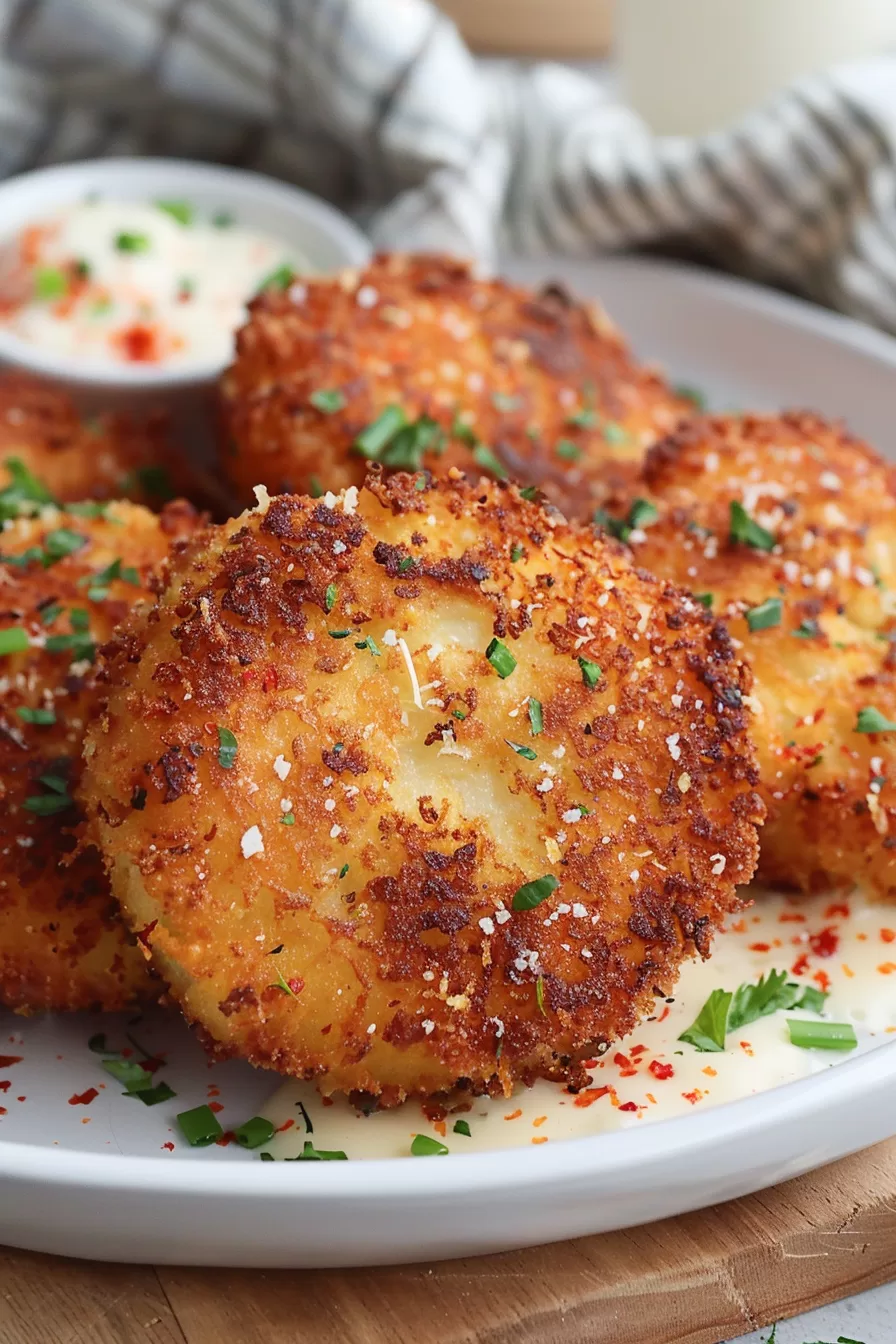 A plate of savory grit cakes with a golden, crunchy outside and soft inside.