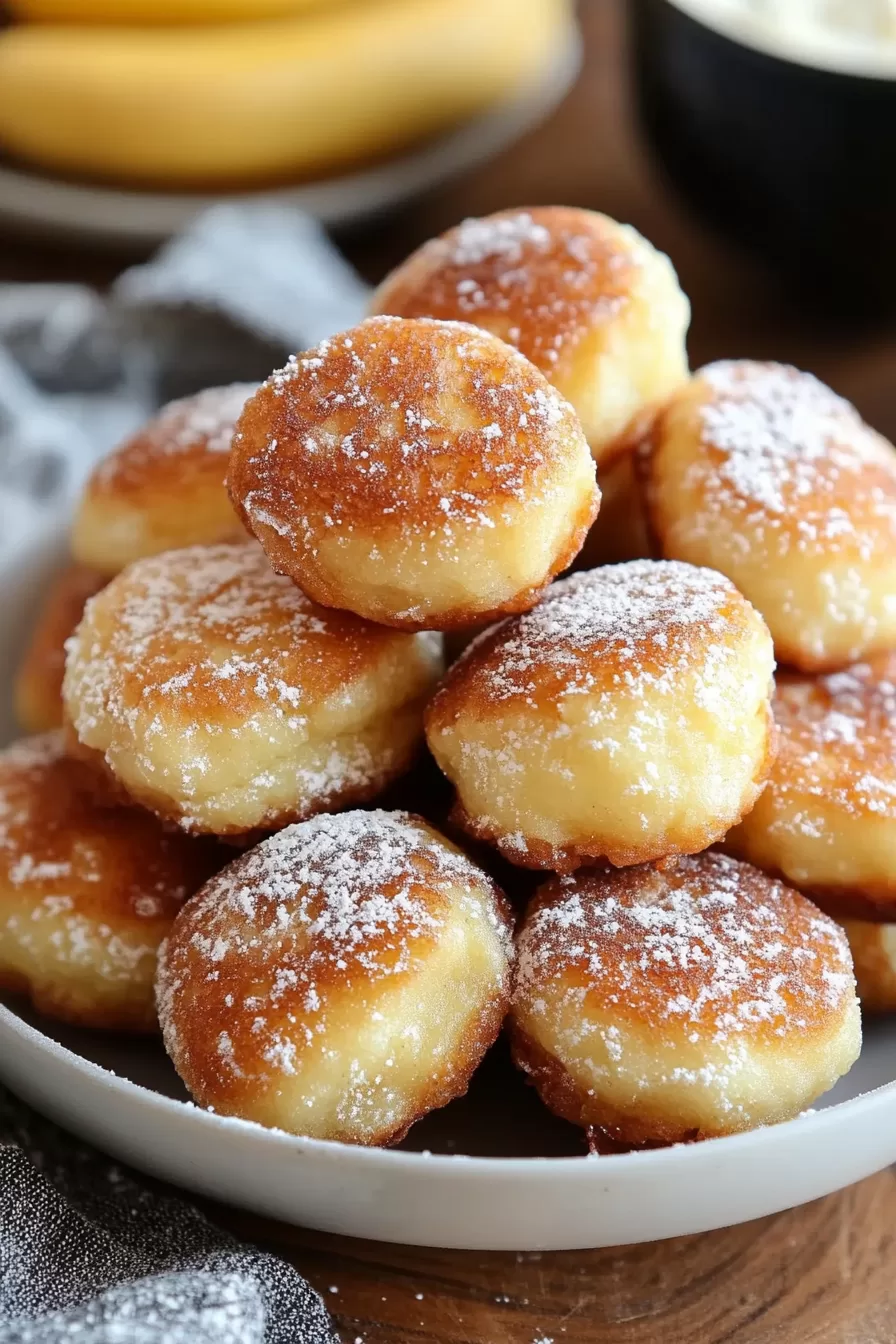 A stack of freshly fried fritters with a perfect balance of crispiness and softness.