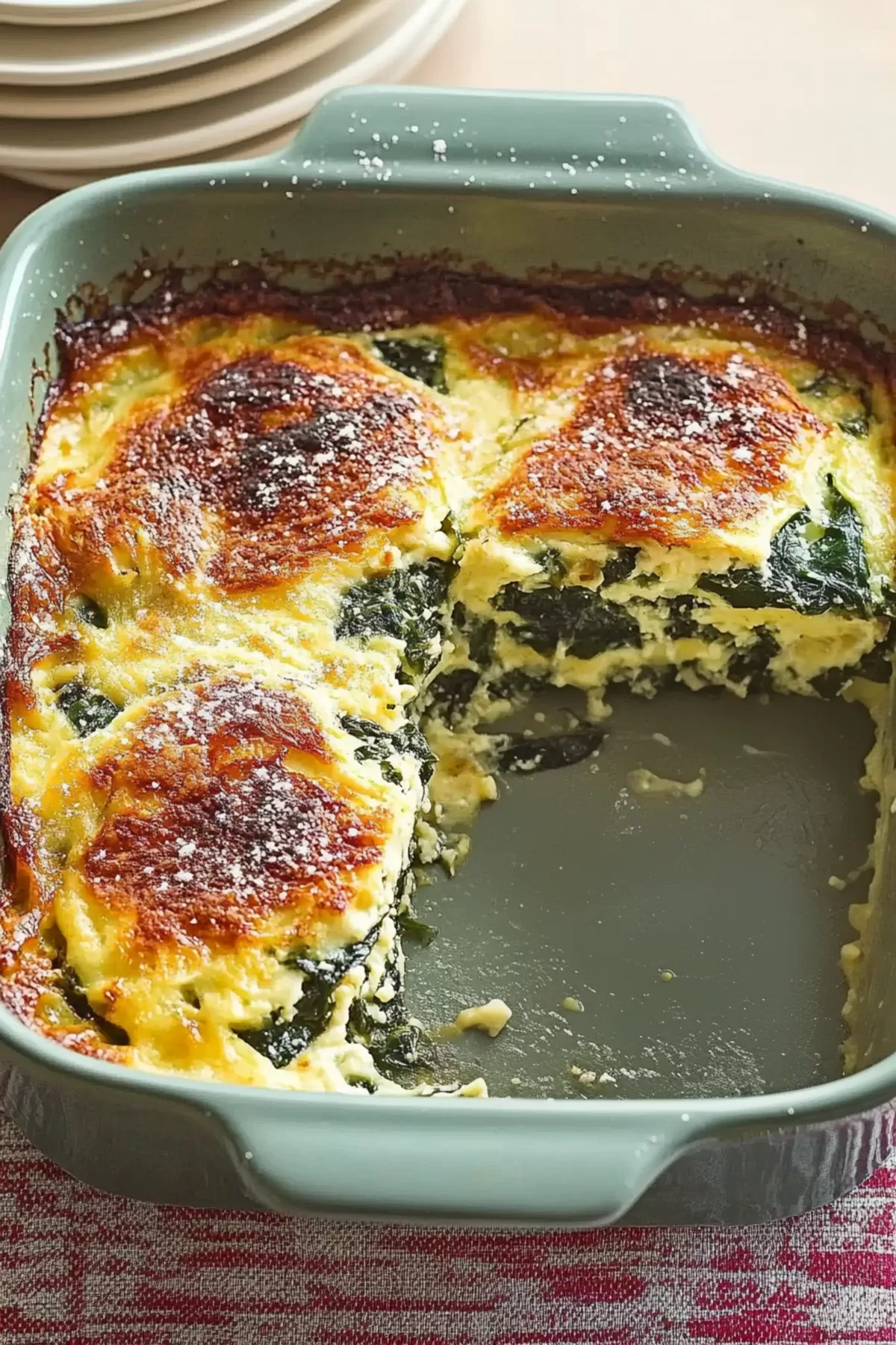 A vibrant and hearty breakfast dish with spinach, eggs, and melted cheese, perfect for a crowd-pleasing meal.