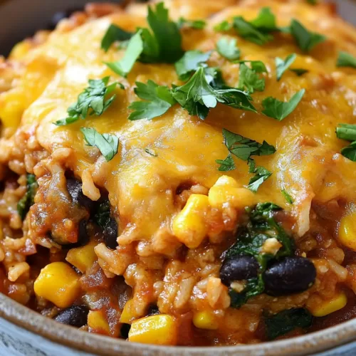 A close-up of a serving of a cheesy and layered casserole with golden-brown edges.