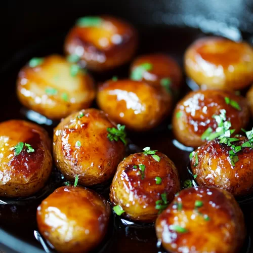 Warm, smashed potatoes with caramelized edges and a hint of honey sweetness.