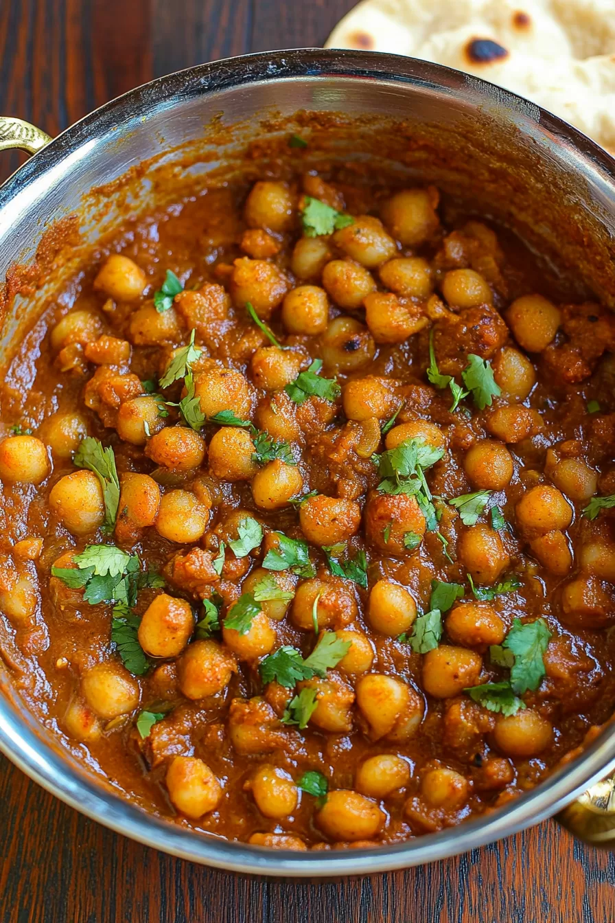 Spiced chickpeas in a vibrant sauce, perfect for a cozy, satisfying meal.