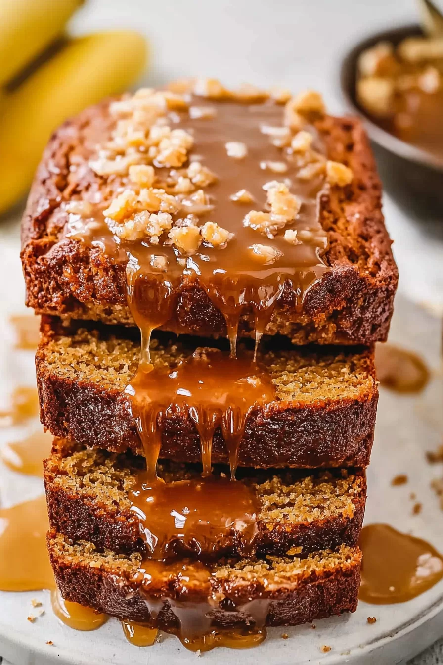 Moist Salted Caramel Banana Bread