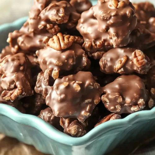 A glossy tray of nutty chocolate candies with a smooth caramel finish.